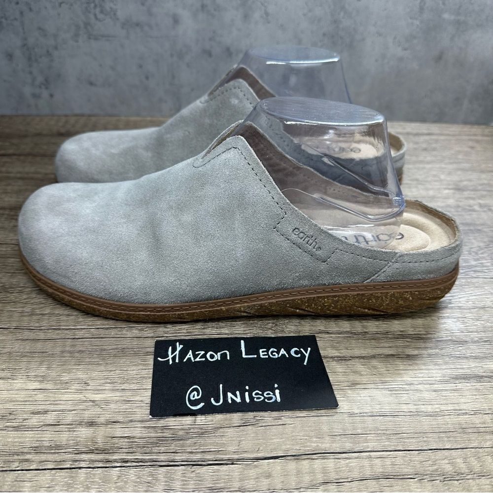 Earth~Women’s~”Flan”  Round Toe Gray Suede Casual Slip On Flat Mules~Size‎ 11